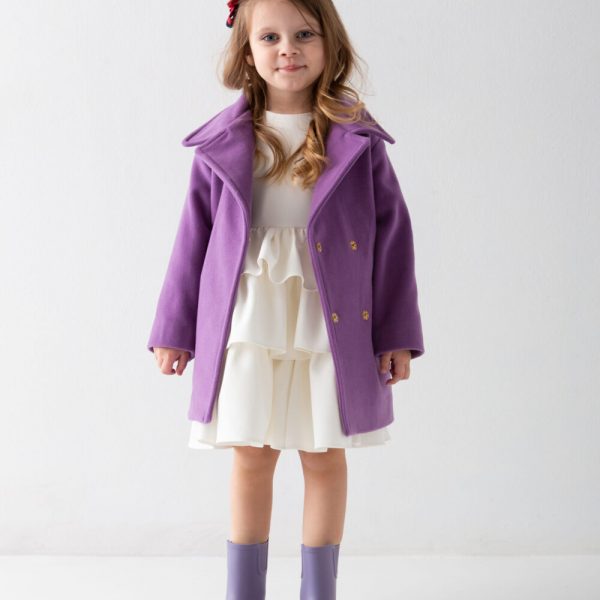 Fioletowy płaszcz z wełny dla dziewczynki Lili