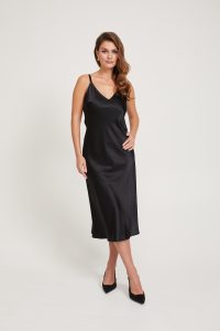 Jedwabna czarna sukienka slip dress Gaia