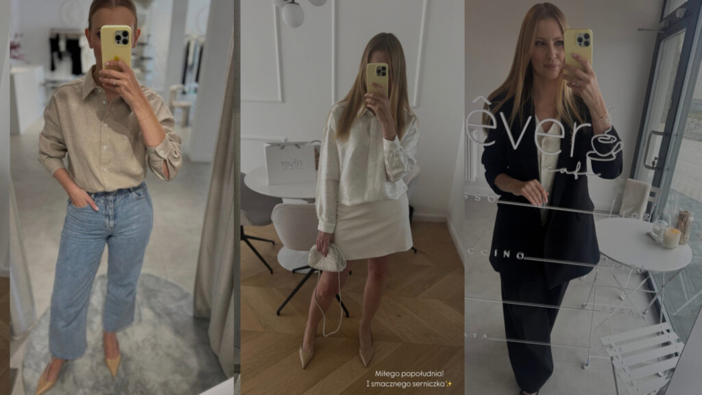 stylizacje modowe inspiracje lniana koszula czarny garnitur