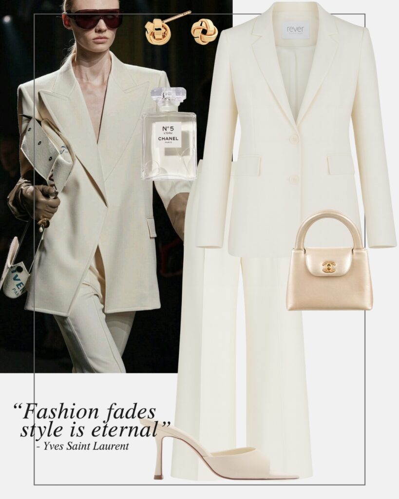 elegancka stylizacja garnitur damski maselkowy zolty butter yellow