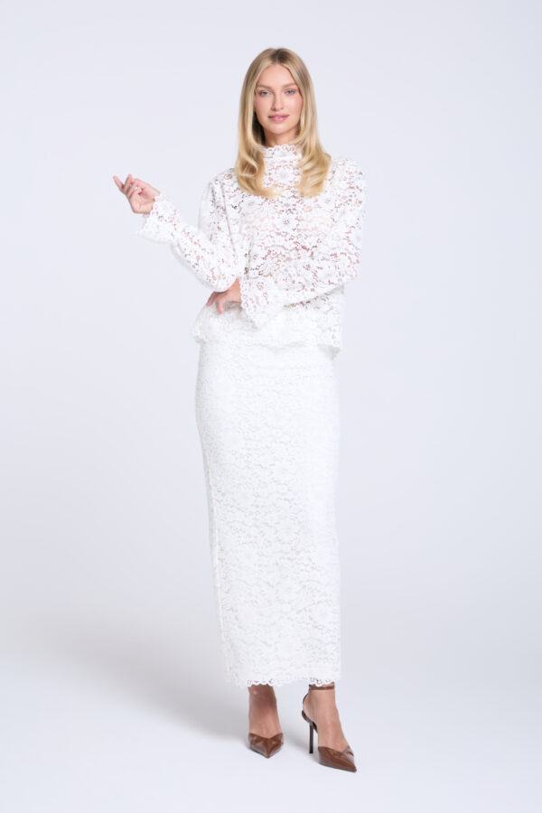 Spódnica koronkowa długa off white Marlen