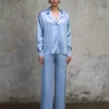 Spodnie satynowe Aura ice blue