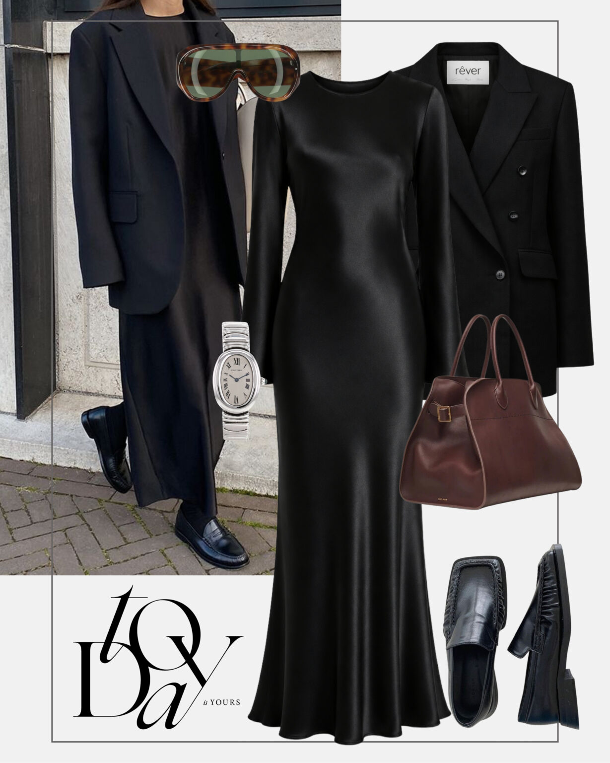 czarna-sukienka-maxi-mokasyny-marynarka-oversize-duza-torba-modowe-inspiracje