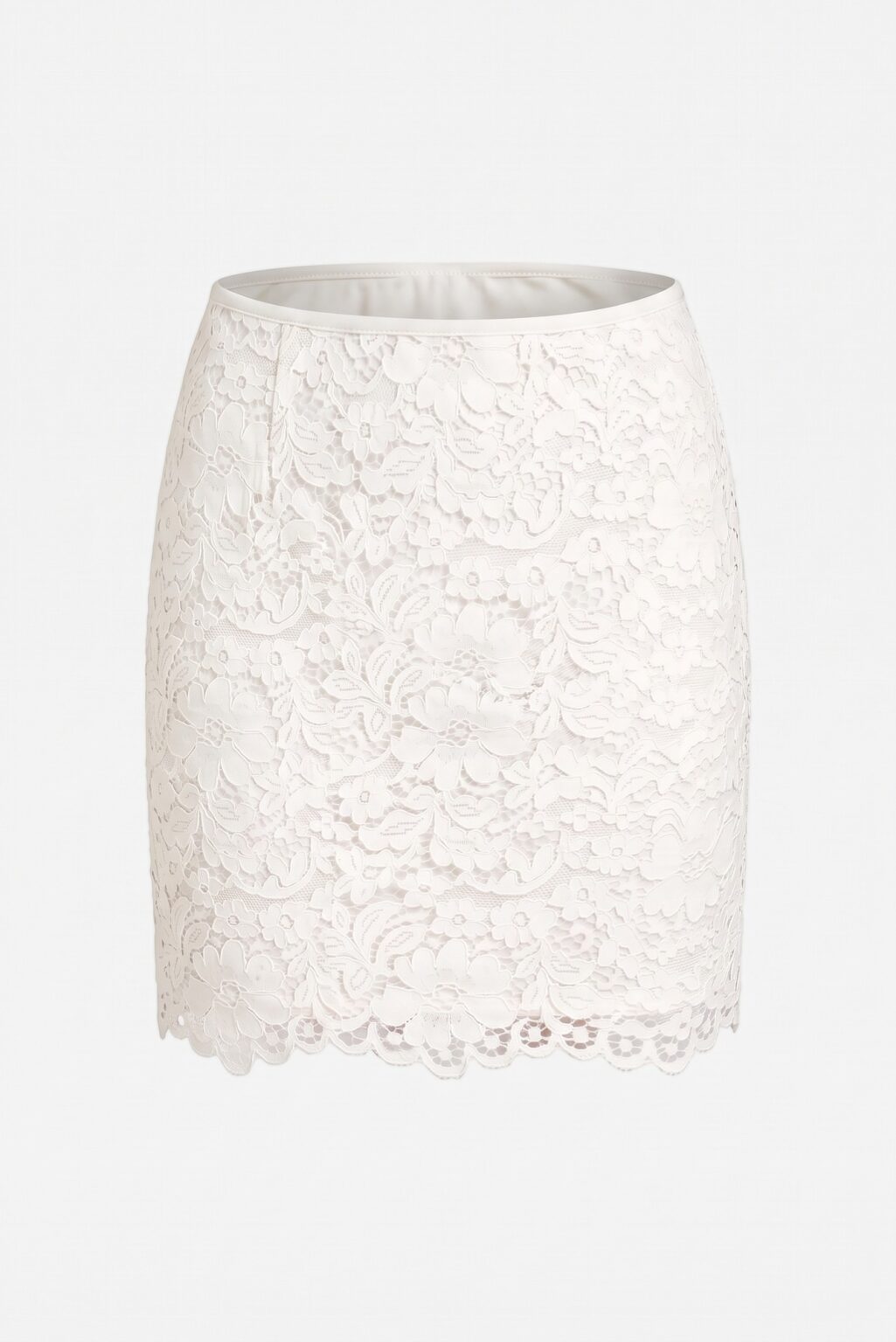 Spódniczka mini koronkowa off white Kendal — zdjęcie produktu na jasnym tle