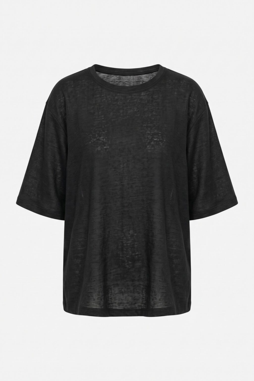 T-shirt lniany Vani czarny — zdjęcie produktu na jasnym tle