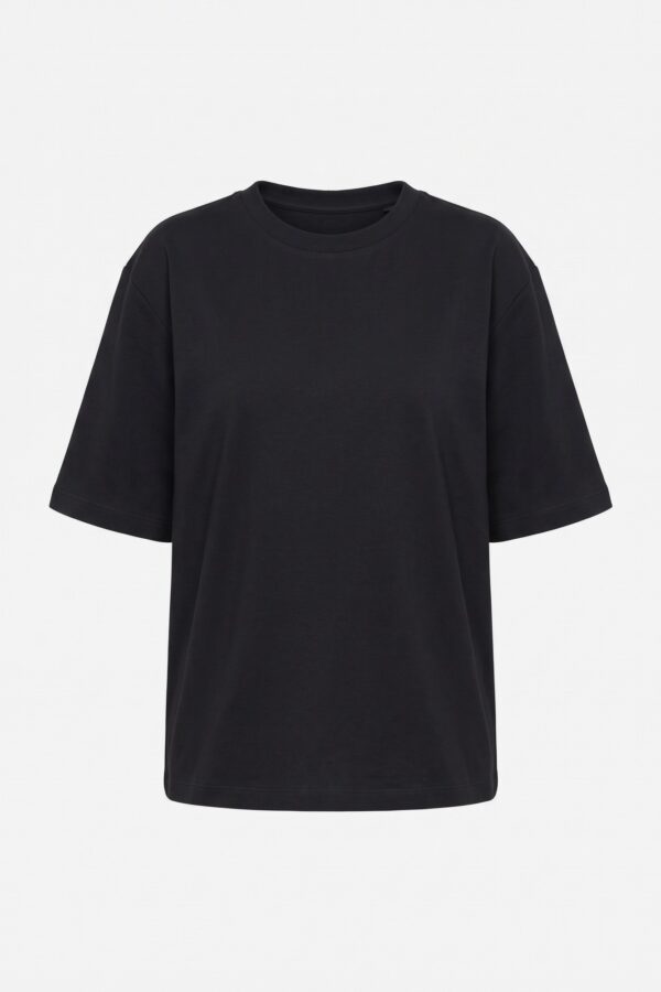 T-shirt oversize czarny Gini bawełna — zdjęcie produktu na jasnym tle