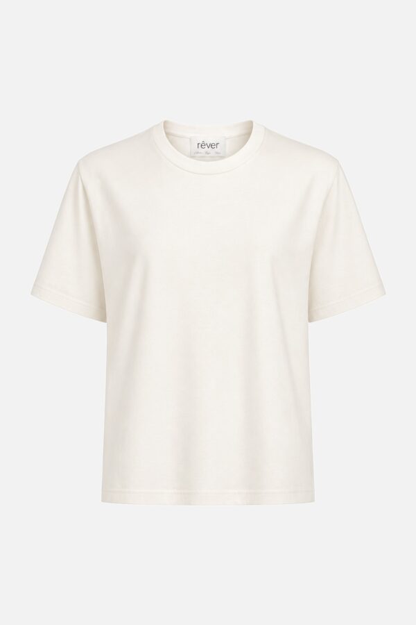 T-shirt oversize ecru Gini — zdjęcie produktu na jasnym tle