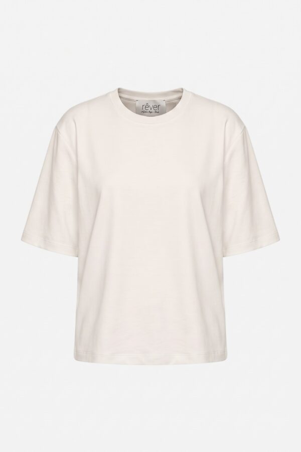 T-shirt oversize ecru Gini — zdjęcie produktu na jasnym tle