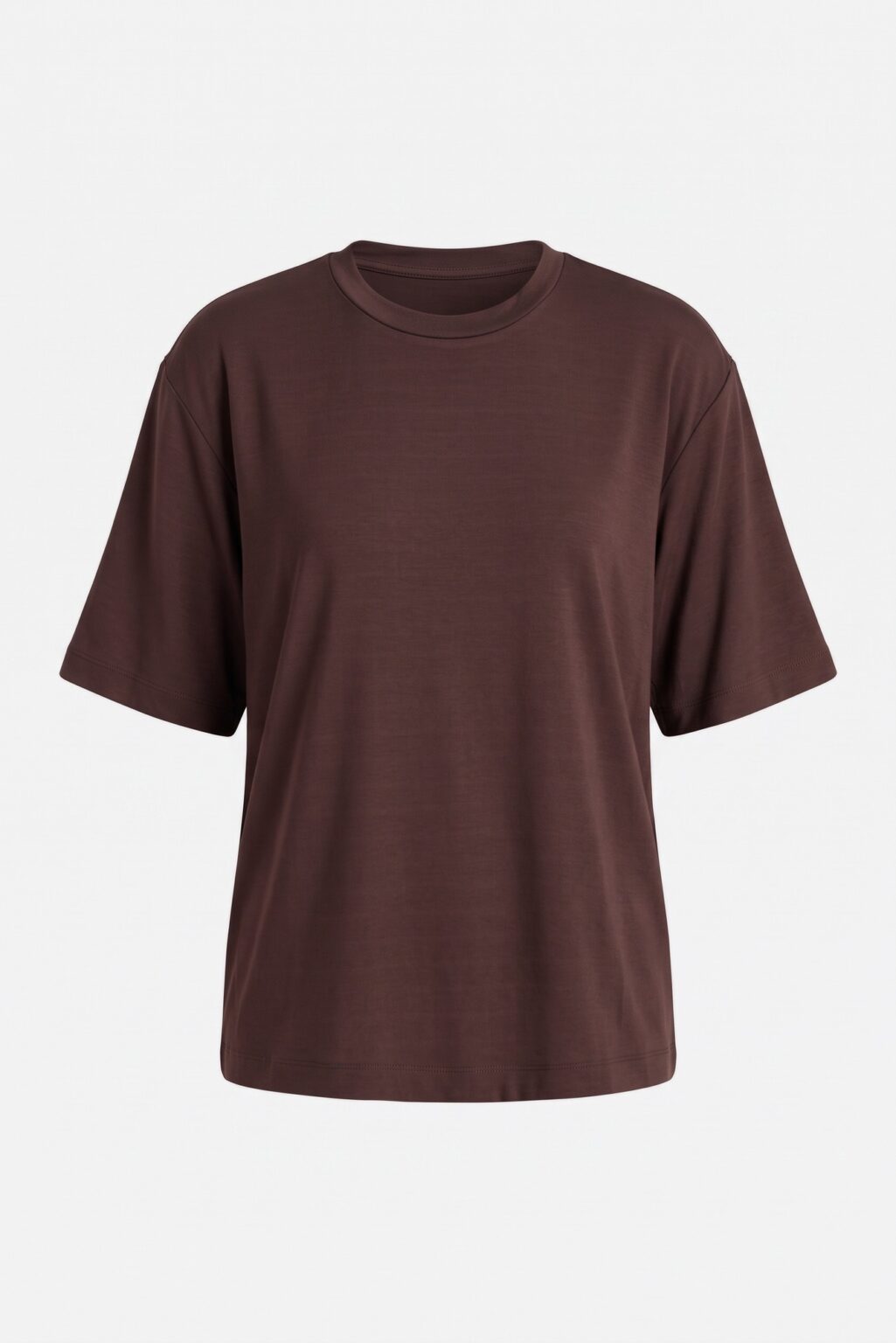 T-shirt brązowy Gini — zdjęcie produktu na jasnym tle